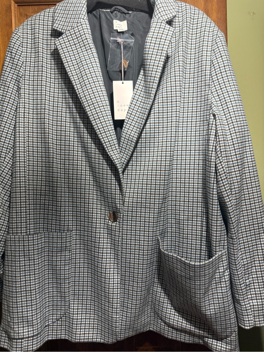 a new day Blue and Gray Checked Blazer